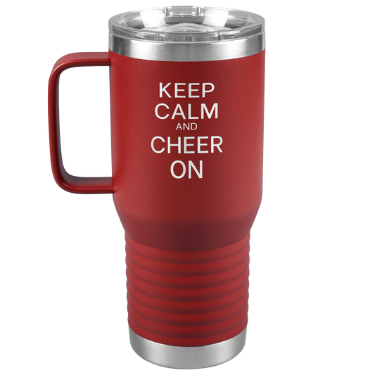 Keep Calm and Cheer On Travel Mug