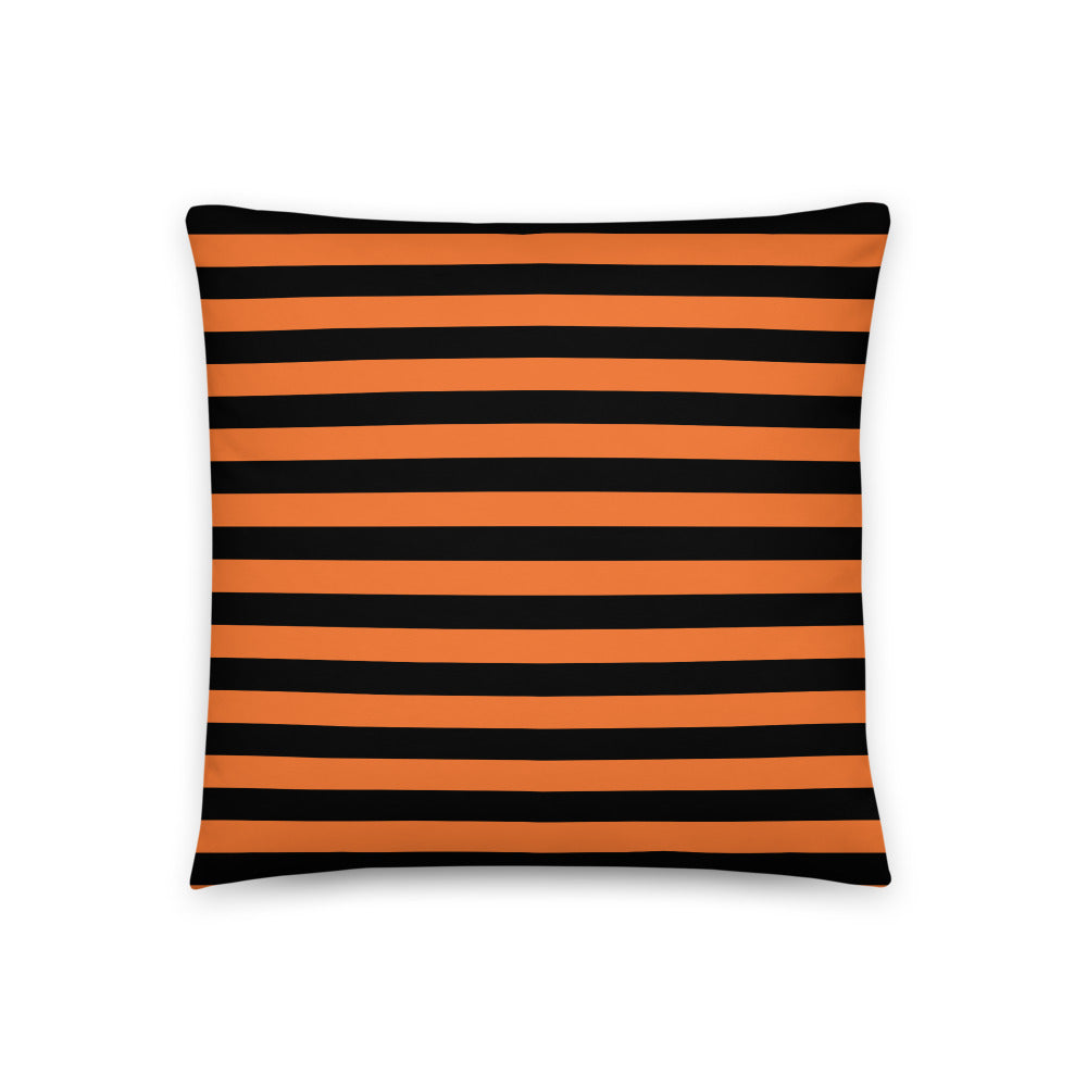 Black and Orange Striped Pillow