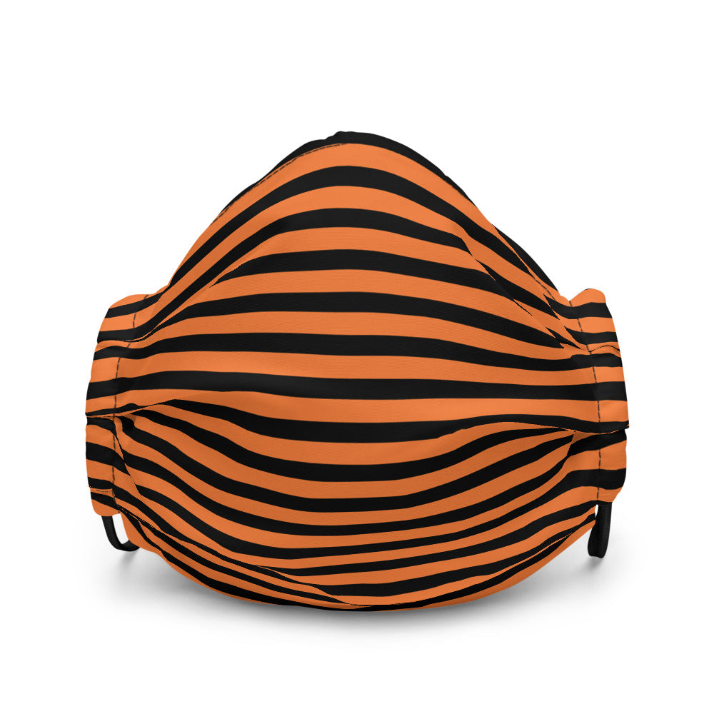 Black and Orange Striped Face Mask