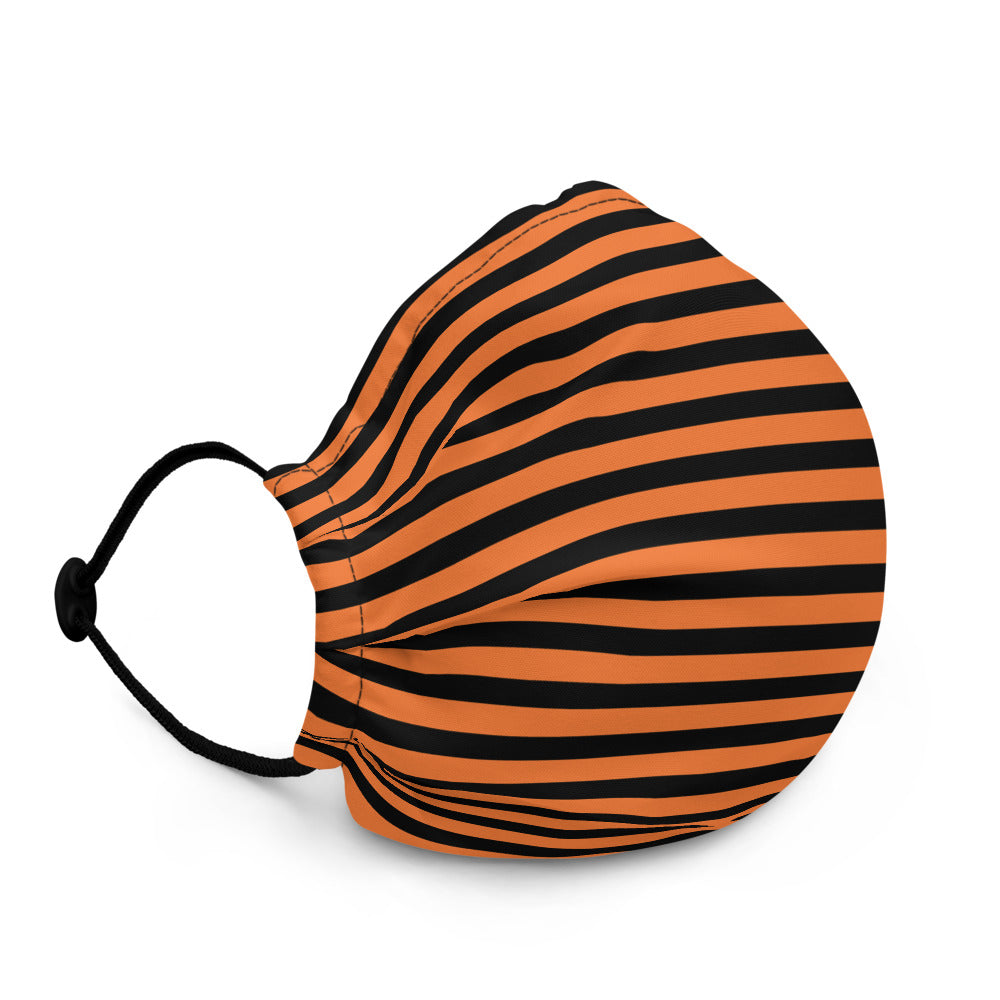 Black and Orange Striped Face Mask